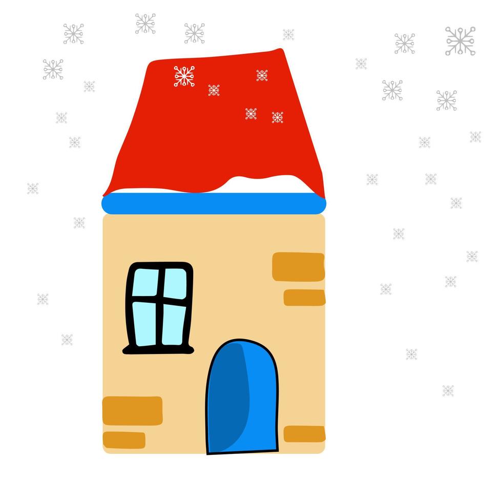 Winter house Vector Illustration Icon Colorful. Cute vector illustration in flat style. Eps 10.