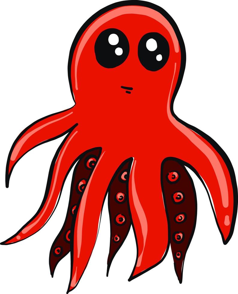 Red squid, illustration, vector on white background
