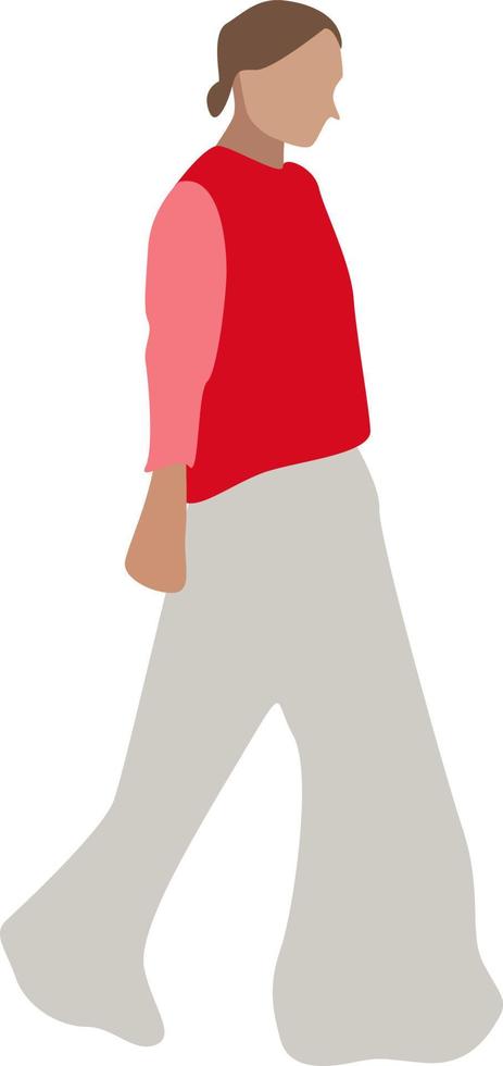 Girl with trousers, illustration, vector on white background.