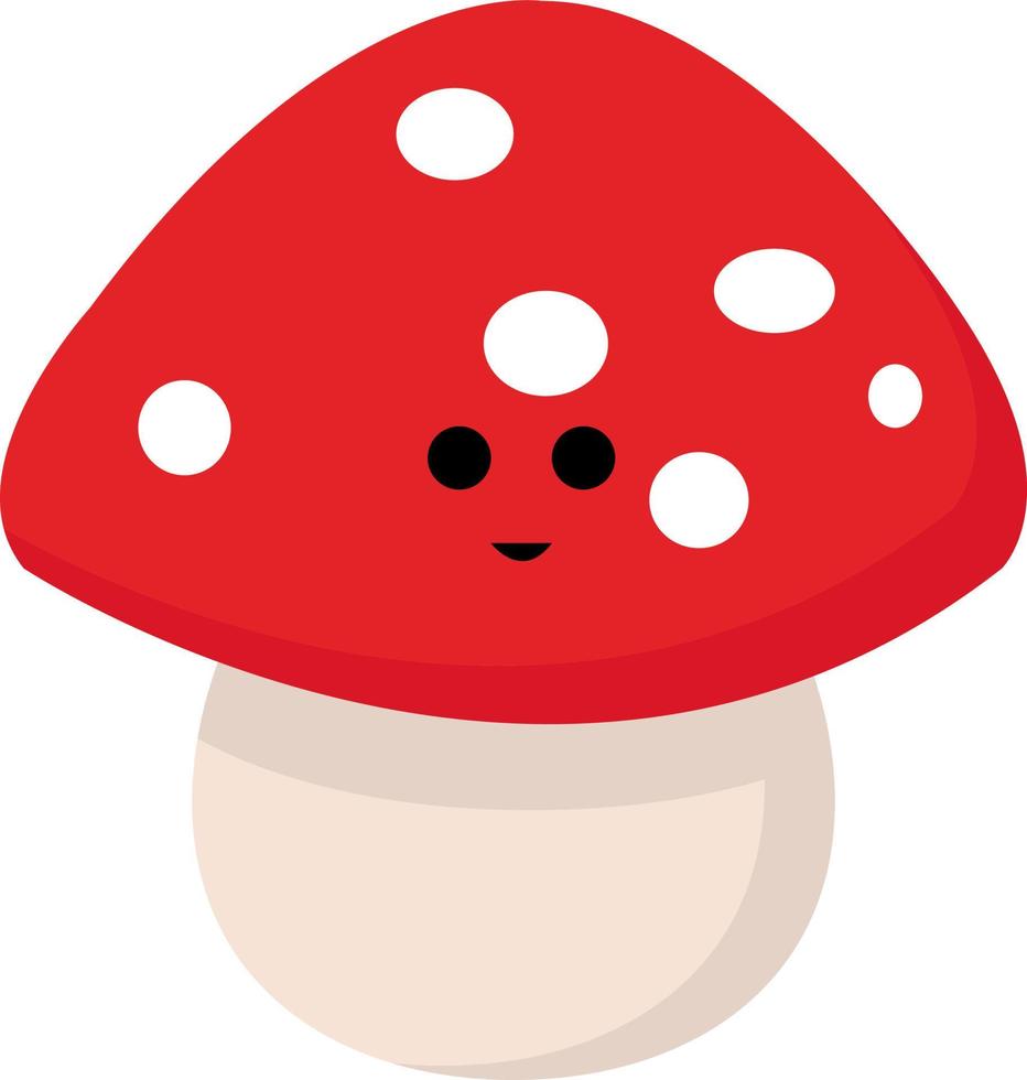 Happy mushroom, illustration, vector on white background.