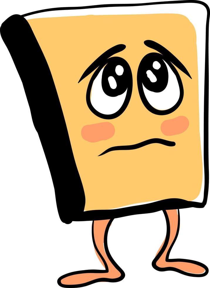 Sad big book, illustration, vector on white background.