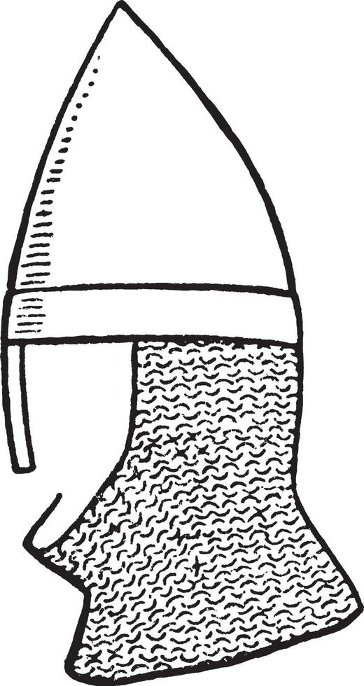 Casque with nasal, vintage engraving. vector