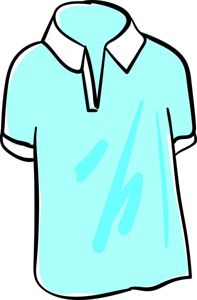 Blue polo shirt, illustration, vector on white background.