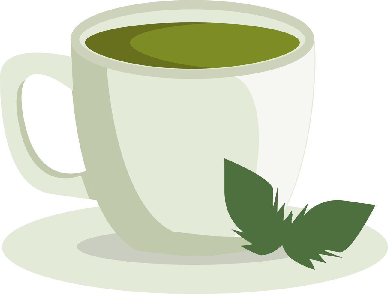 una taza de té verde, vector o ilustración en color.