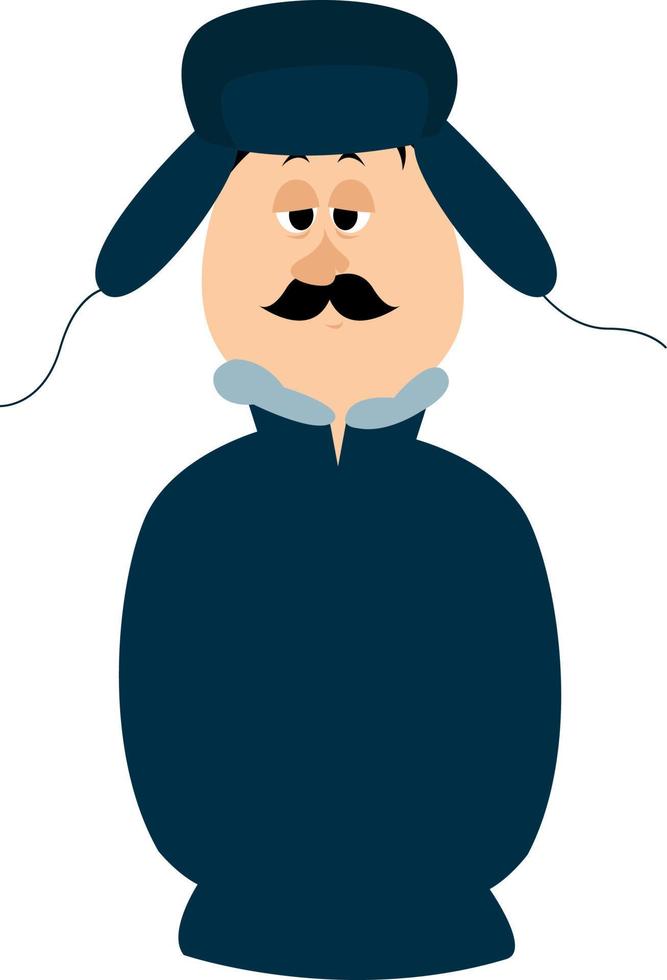 Hat with ear flaps, illustration, vector on white background.