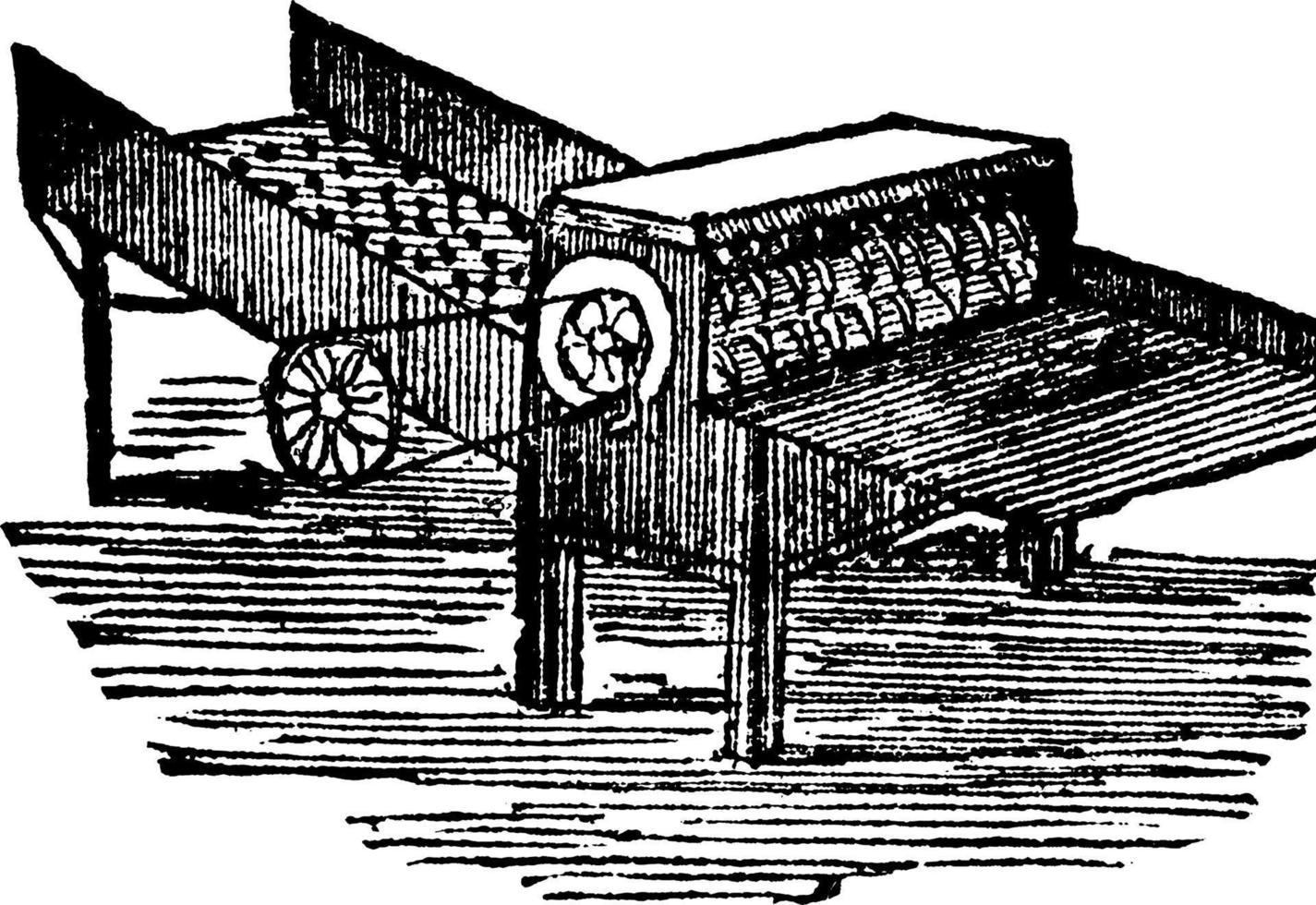 Thrashing-machine, vintage illustration. vector