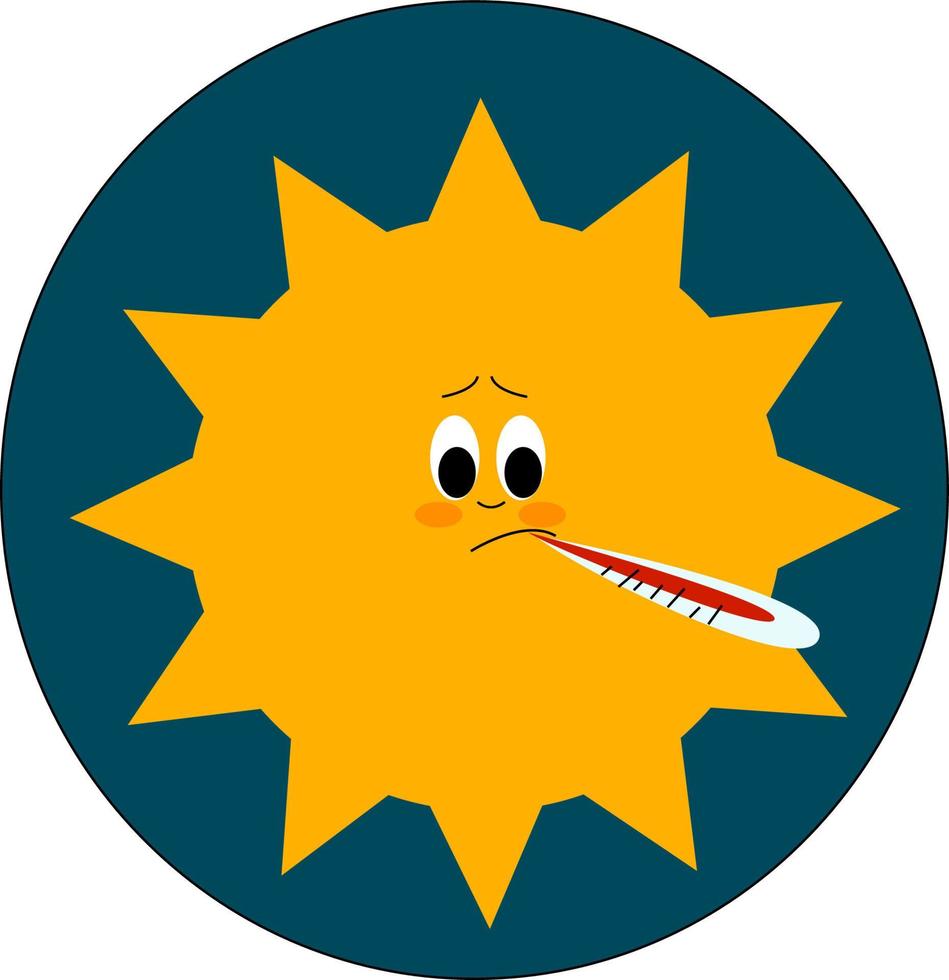 Sick sun, illustration, vector on white background.