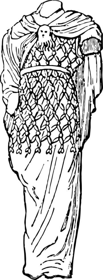 agrenon era una prenda de lana que usaban los bacanales grabados antiguos. vector