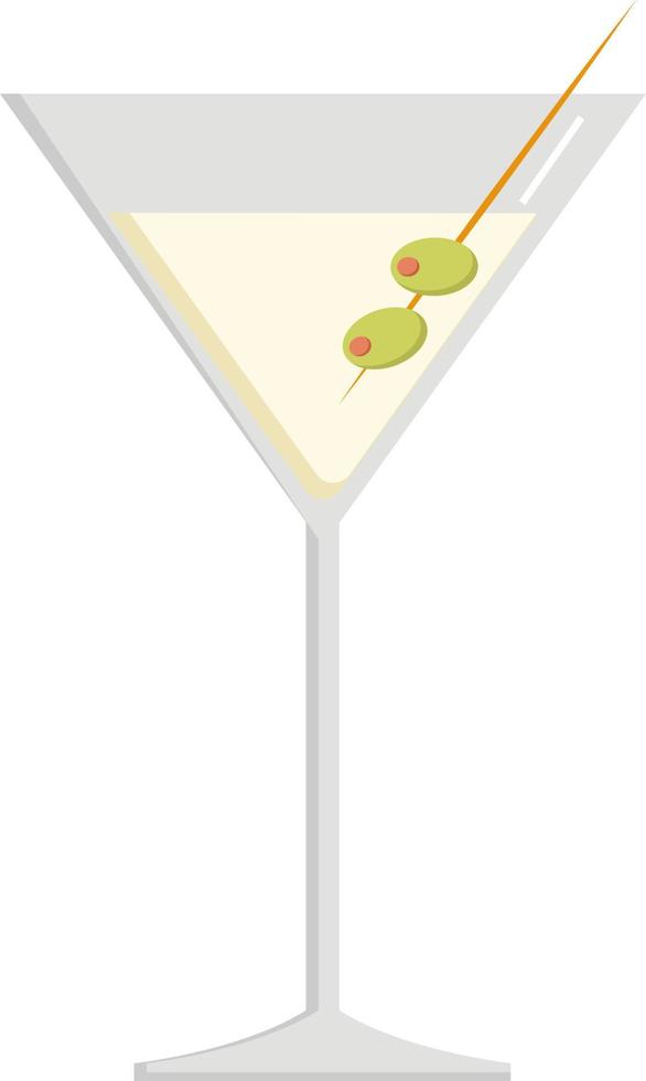 Dry martini, illustration, vector on white background.