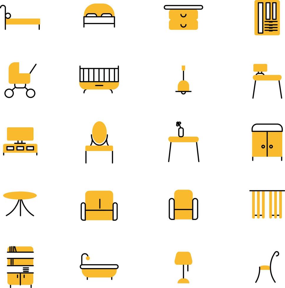 Yellow furniture, illustration, vector on a white background.