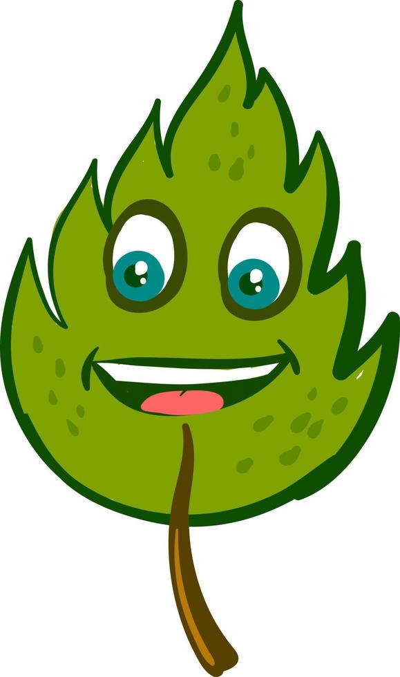 Happy green leaf, illustration, vector on white background