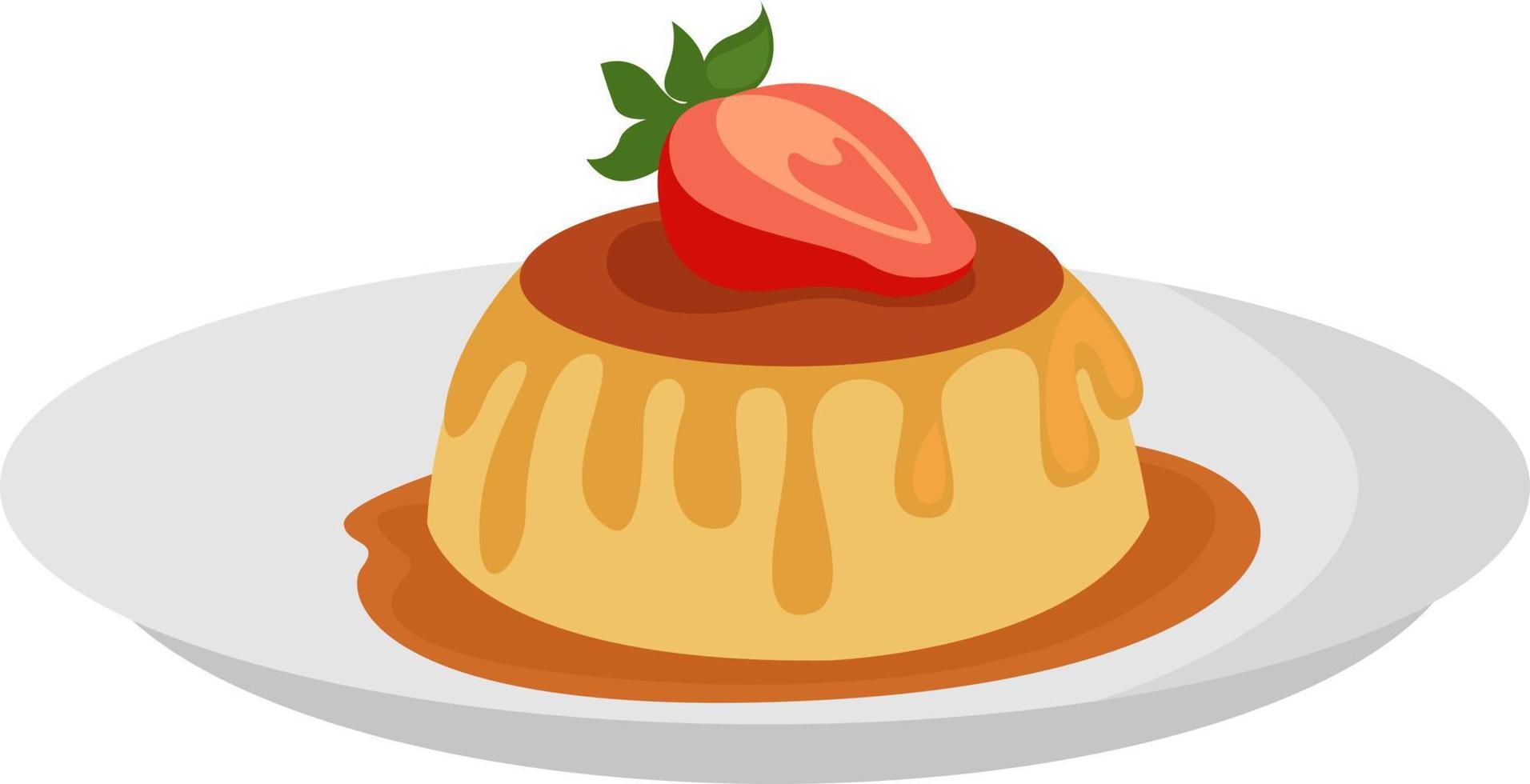 Creme caramel, illustration, vector on white background