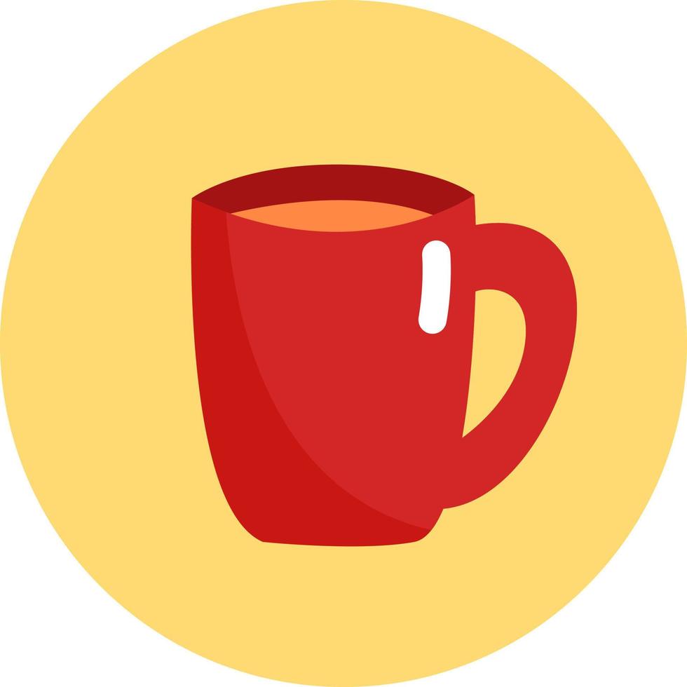 té caliente en una gran taza roja, ilustración, vector, sobre un fondo blanco. vector