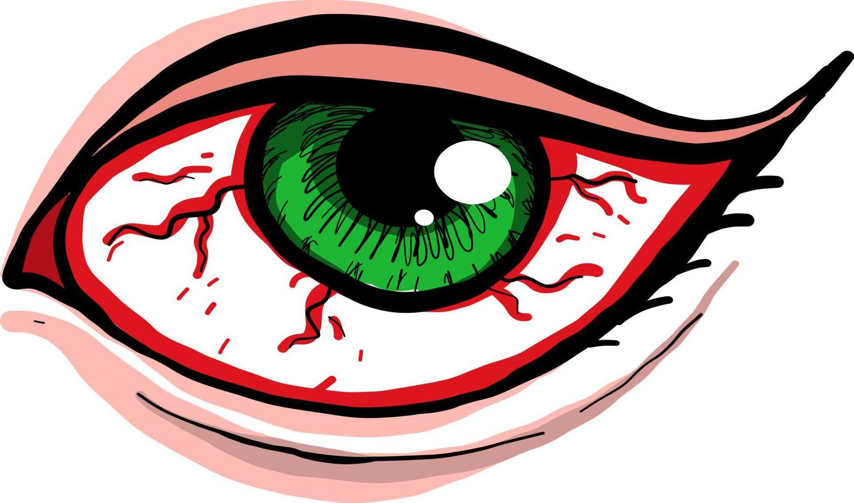 Green eyes, illustration, vector on white background.