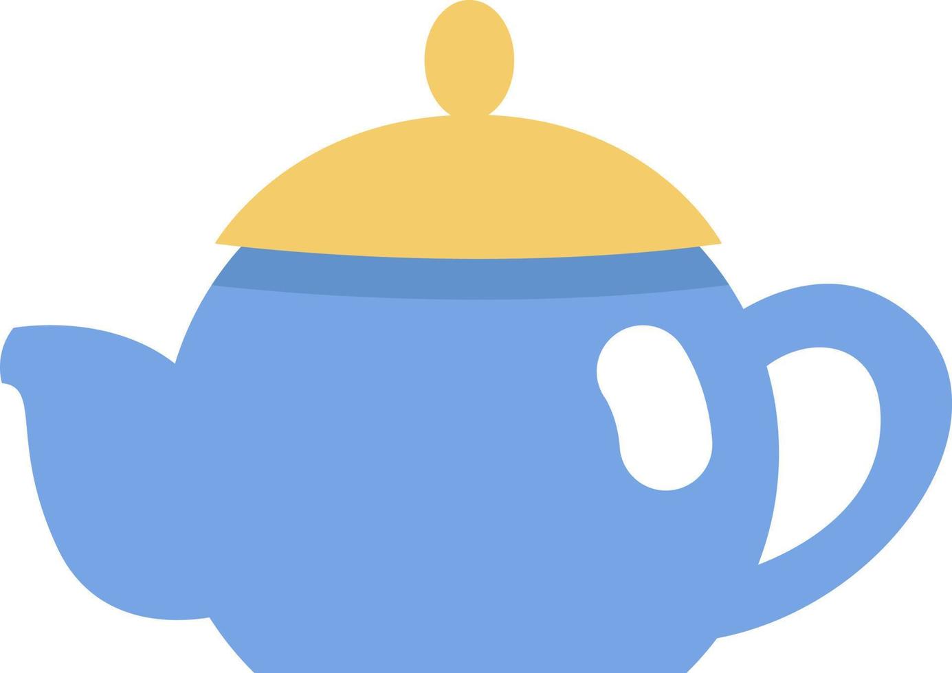 Blue teapot with yellow lid, illustration, vector on a white background.