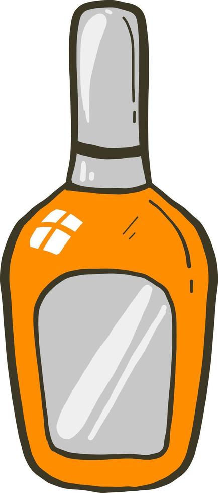 Botella de esmalte de uñas naranja, ilustración, vector sobre fondo blanco.