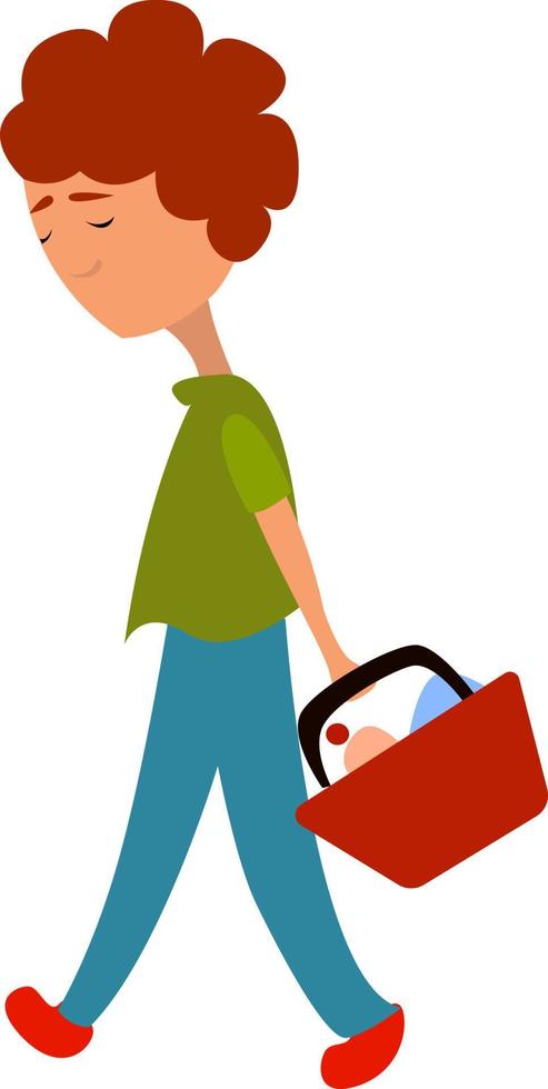 Woman in shopping, illustration, vector on white background.