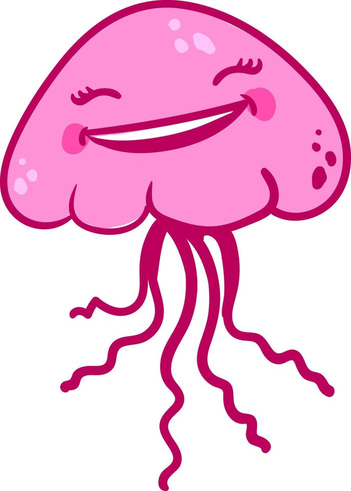 Happy pink jellyfish , illustration, vector on white background