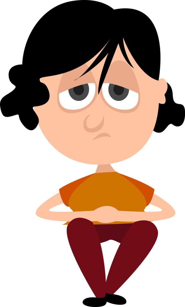 Woman in depression, illustration, vector on white background
