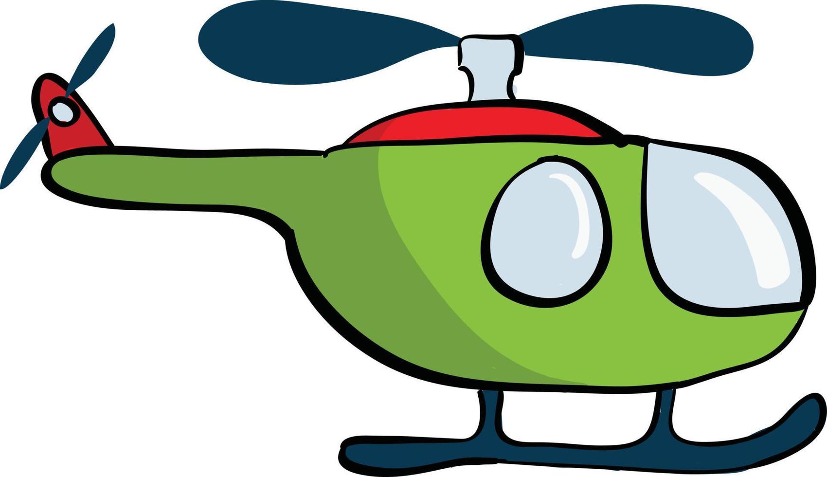 Helicóptero verde, ilustración, vector sobre fondo blanco.