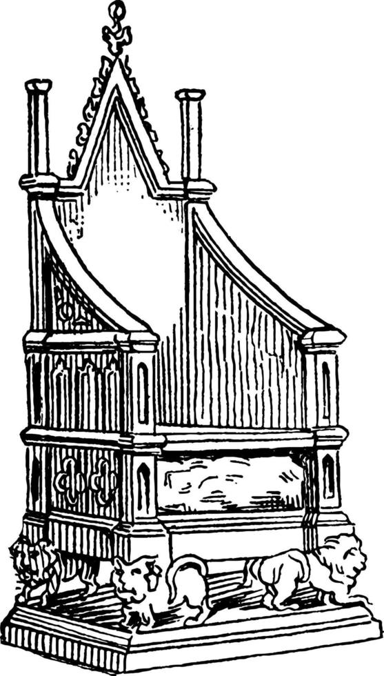 Coronation chair of England, vintage illustration. vector