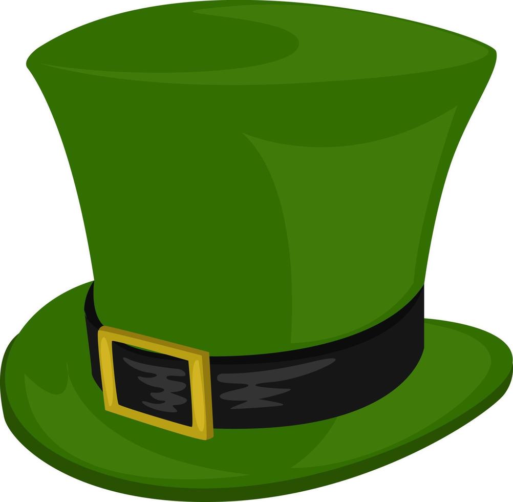Green tall hat, illustration, vector on white background.