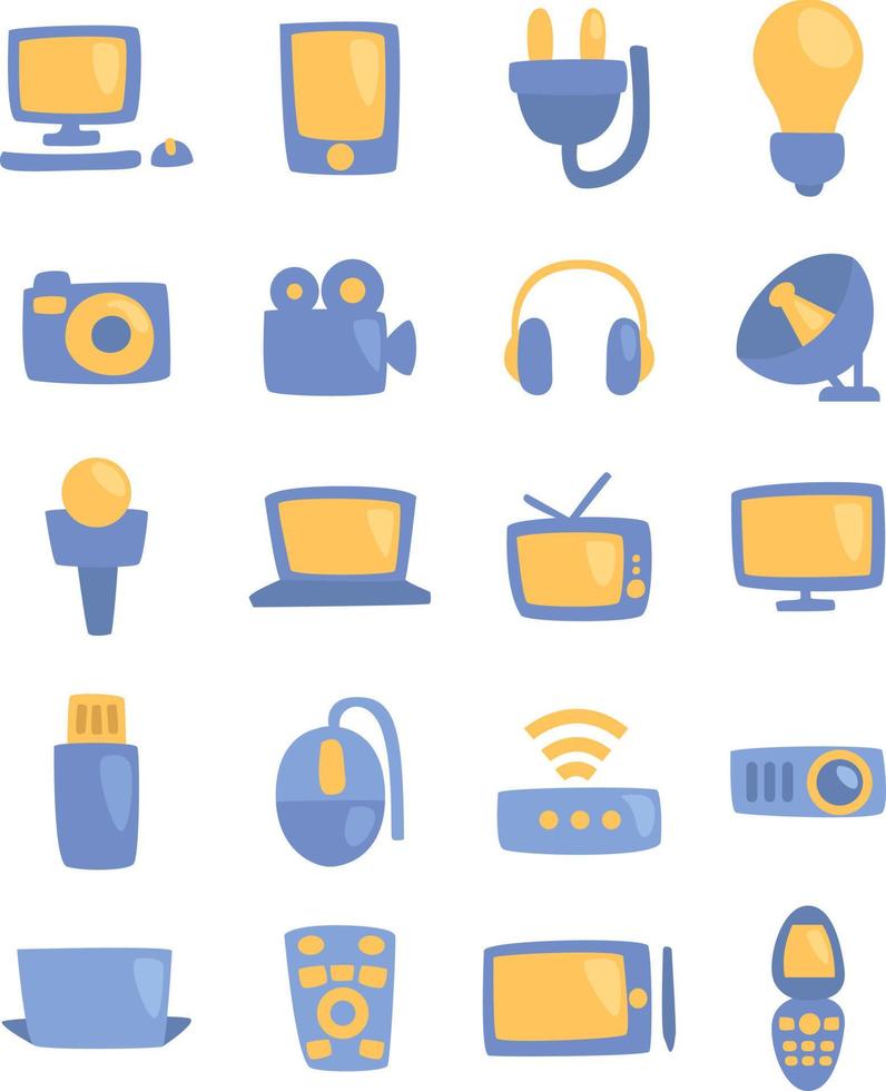 paquete de iconos de tecnología, ilustración, vector, sobre un fondo blanco. vector