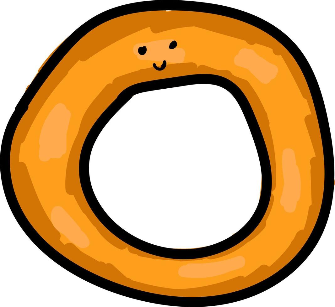 Onion ring with eyes, illustration, vector on white background.