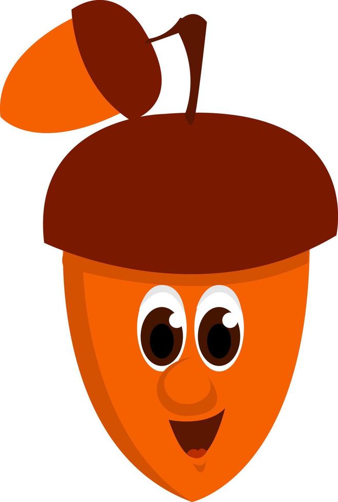 Cute acorn, illustration, vector on white background.