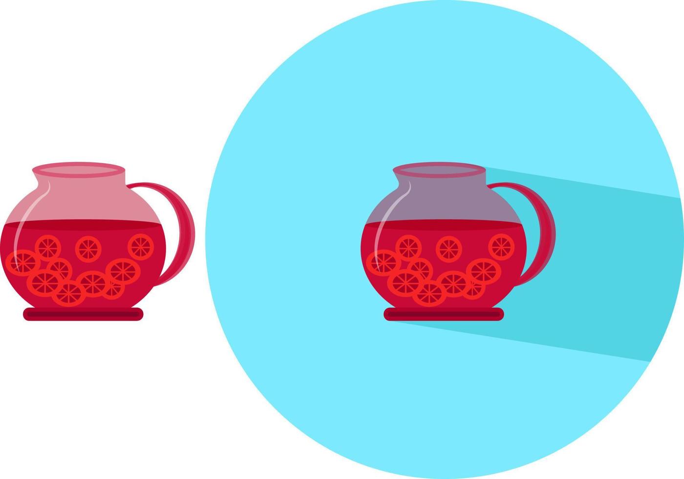 Jug of sangria ,illustration, vector on white background.