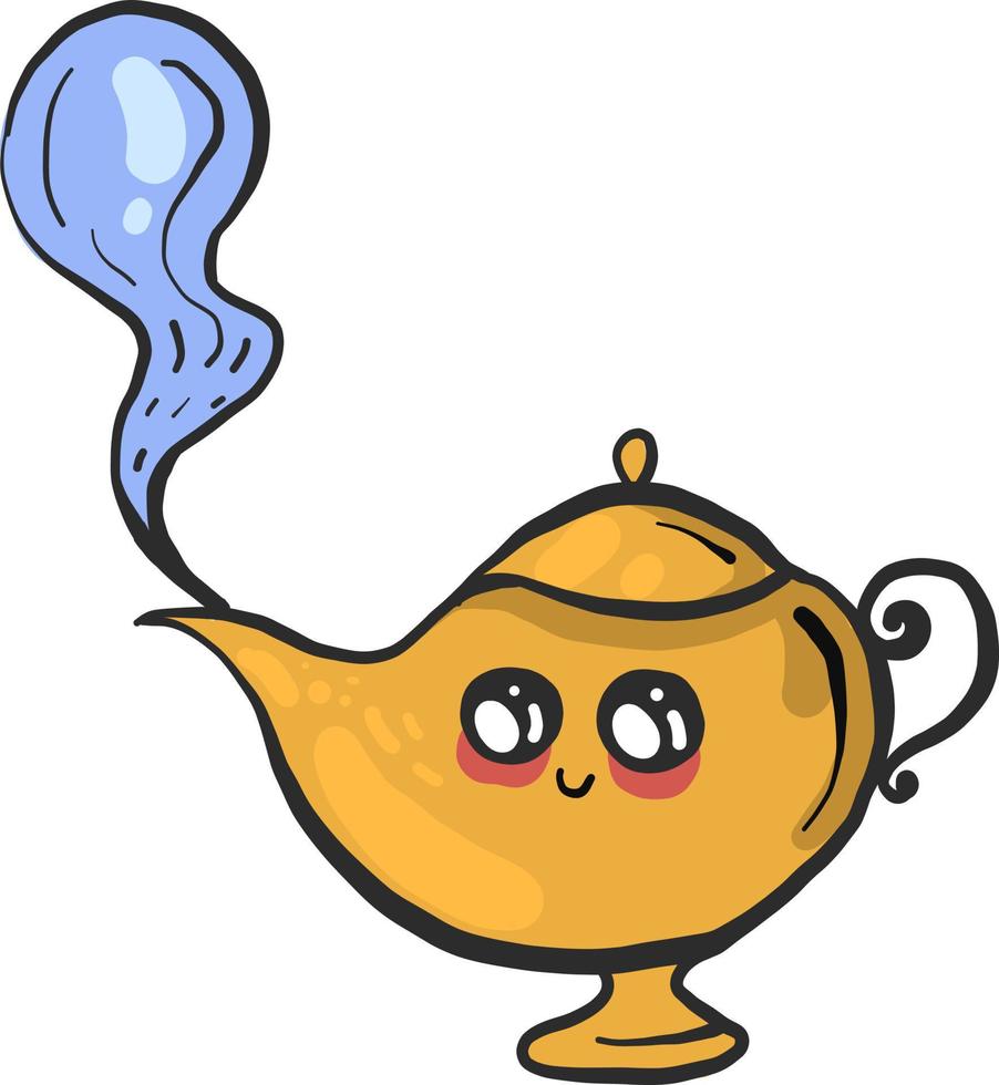 Cute Aladdin lamp, illustration, vector on white background