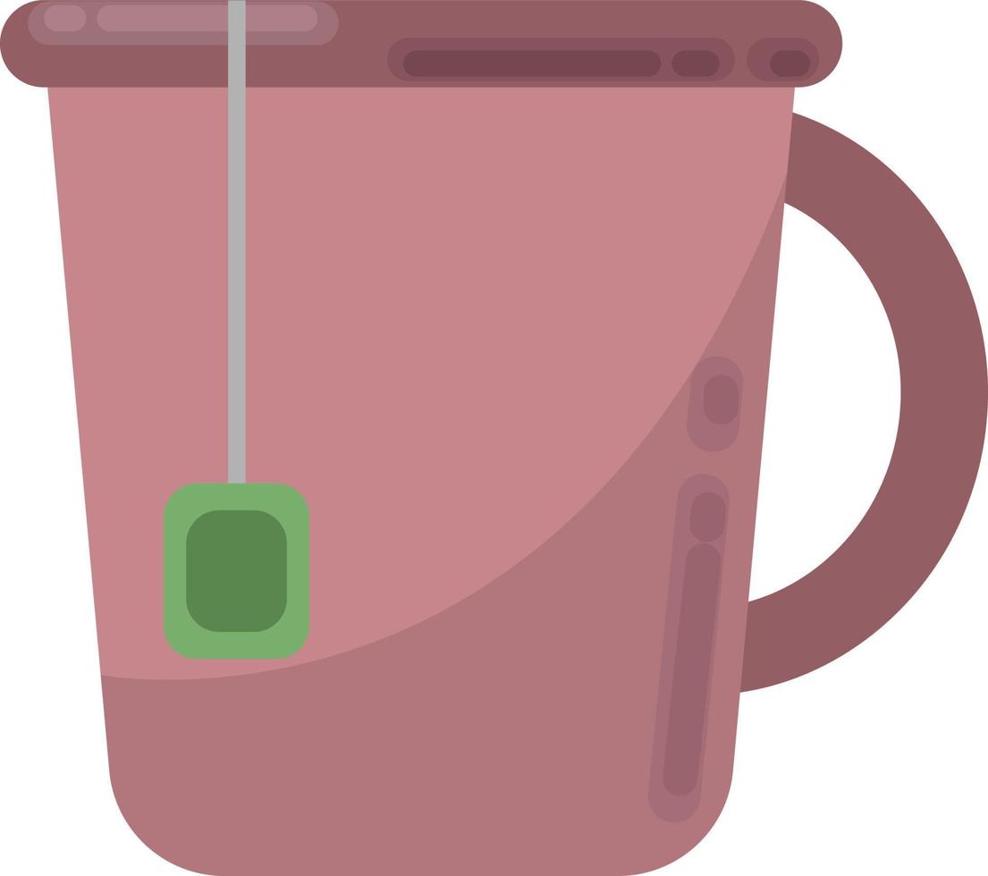 Pink tea cup, illustration, vector on white background