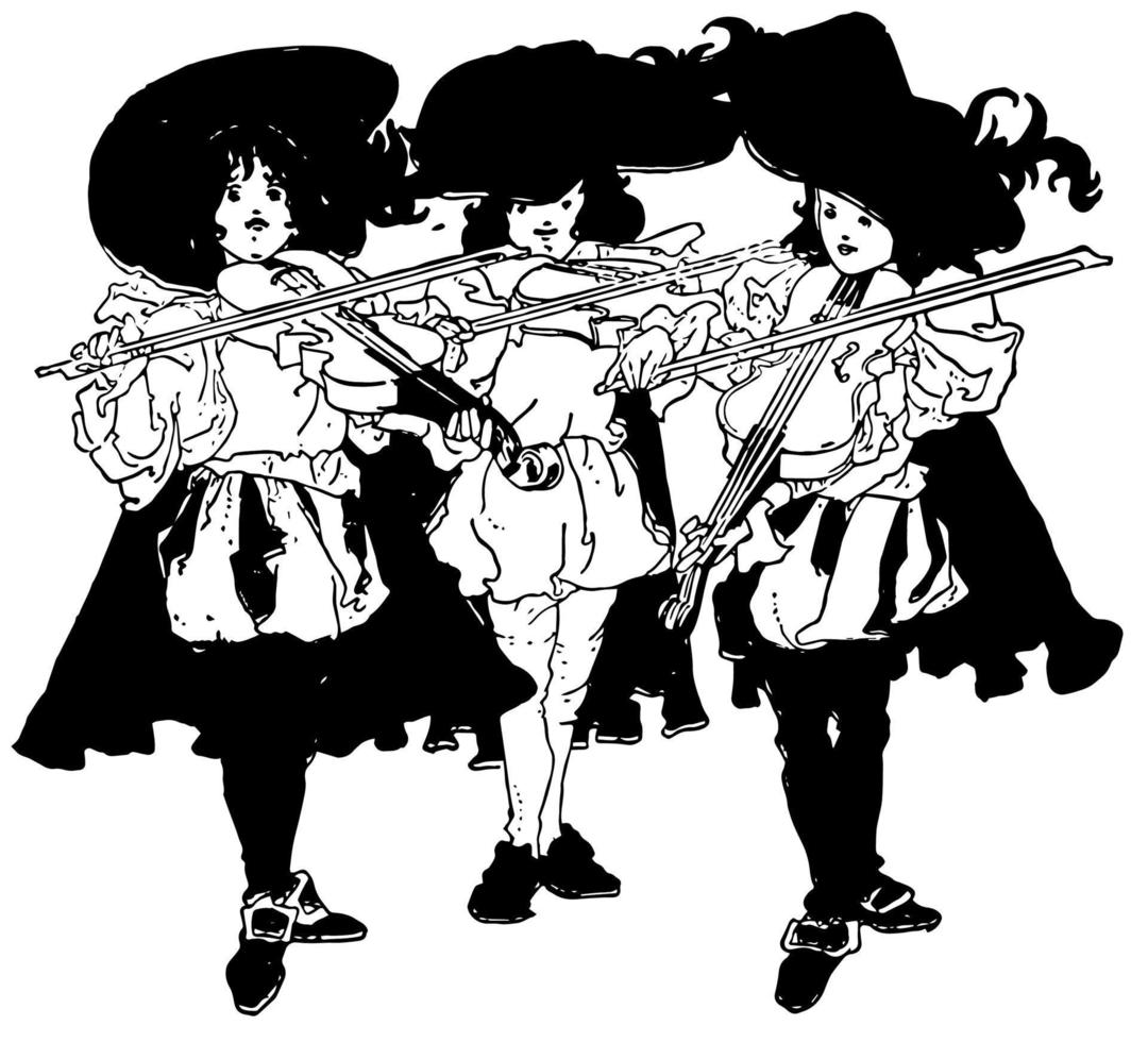 violinistas tres, ilustración vintage vector