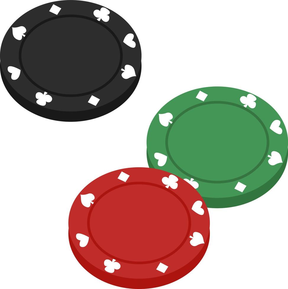 Poker chips, illustration, vector on white background.