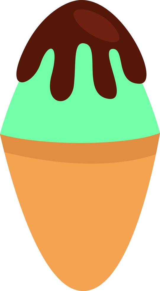 Green chocolate ice cream, illustration, vector on a white background.