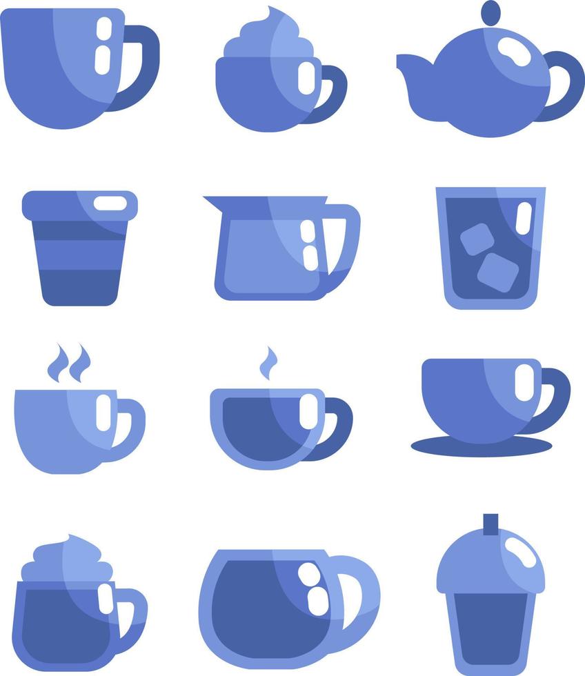 bebidas con cafeína, ilustración, vector sobre fondo blanco.