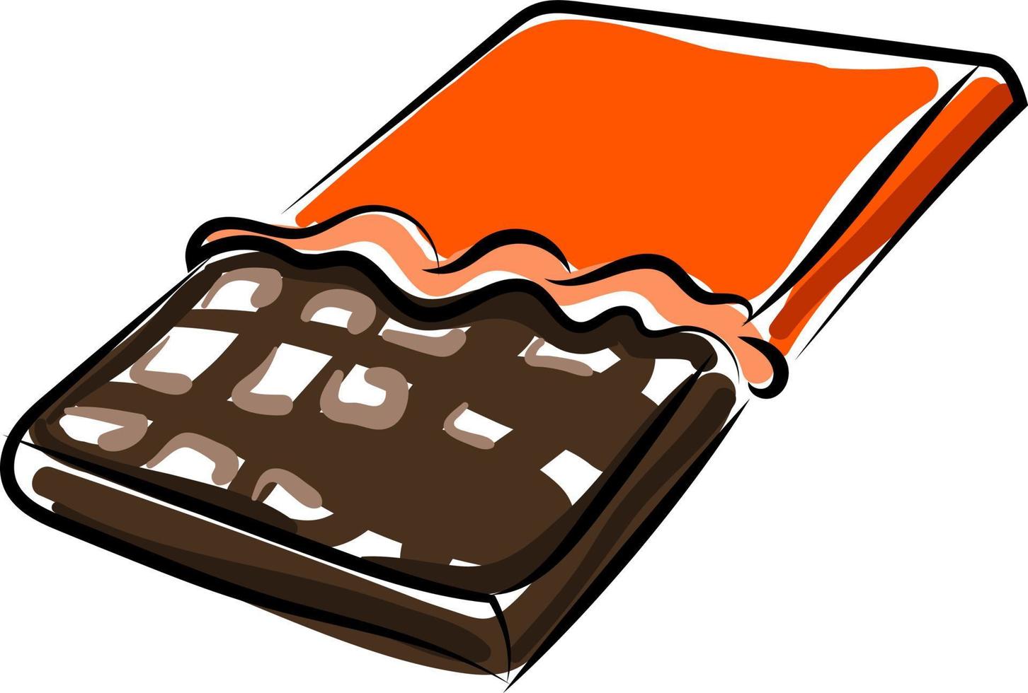 Chocolate bar, illustration, vector on white background.