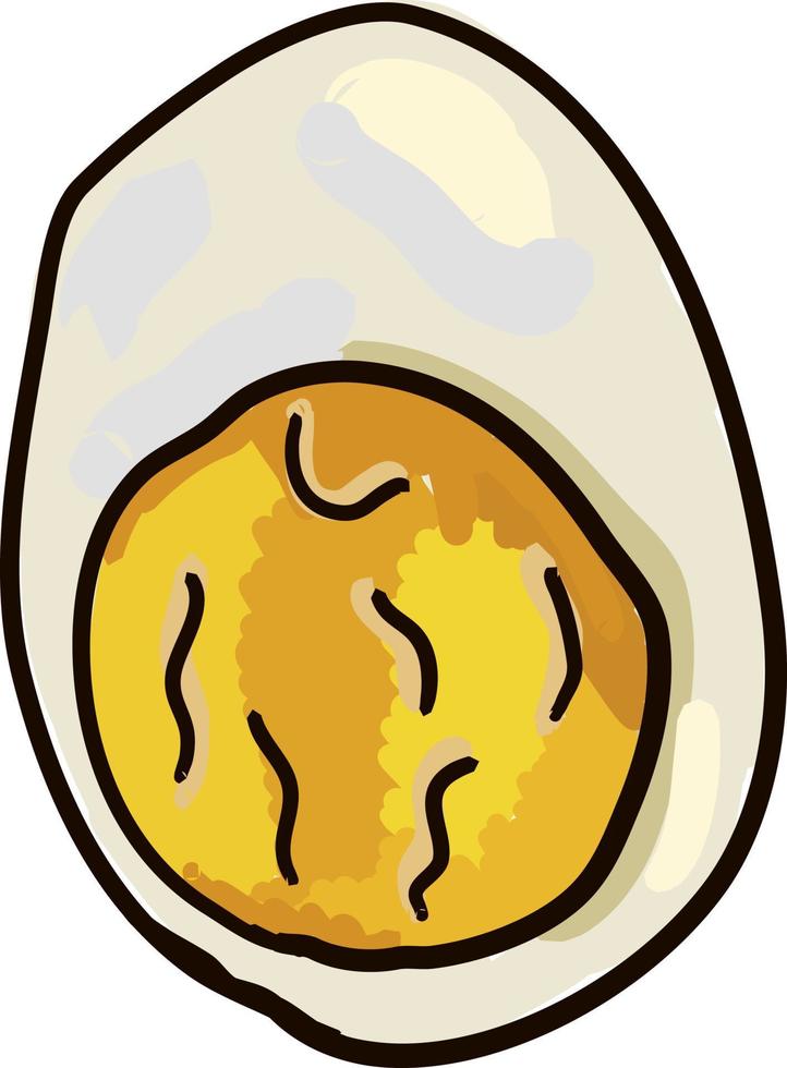 Hard boiled egg, illustration, vector on white background.