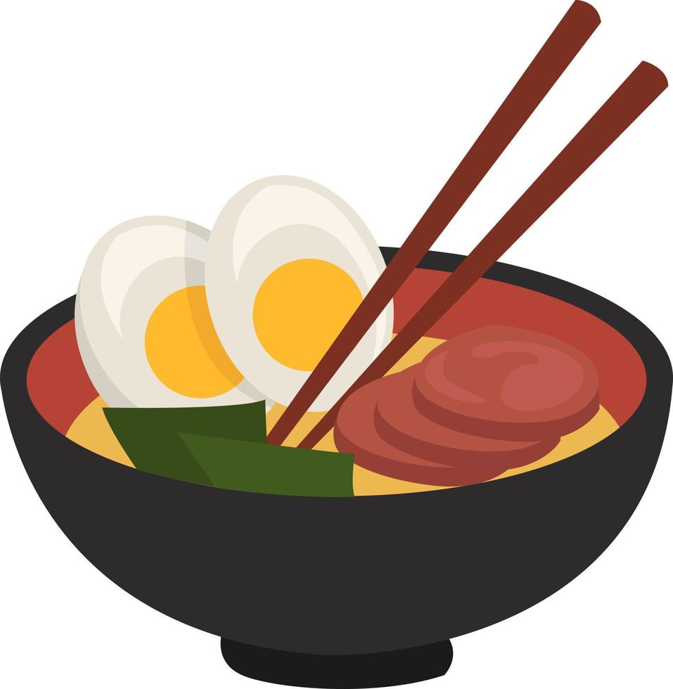 Delicious ramen, illustration, vector on white background.