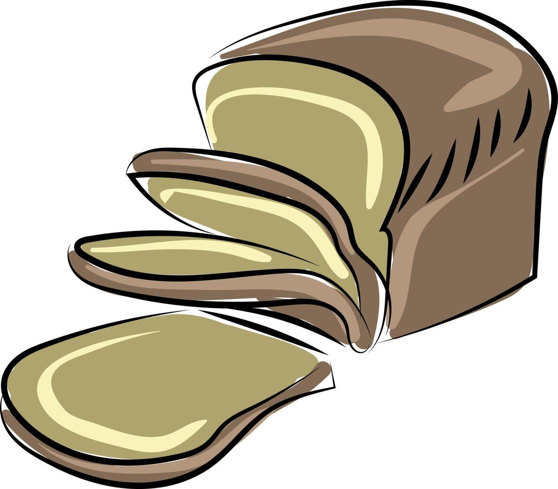 Brown bread, illustration, vector on white background.