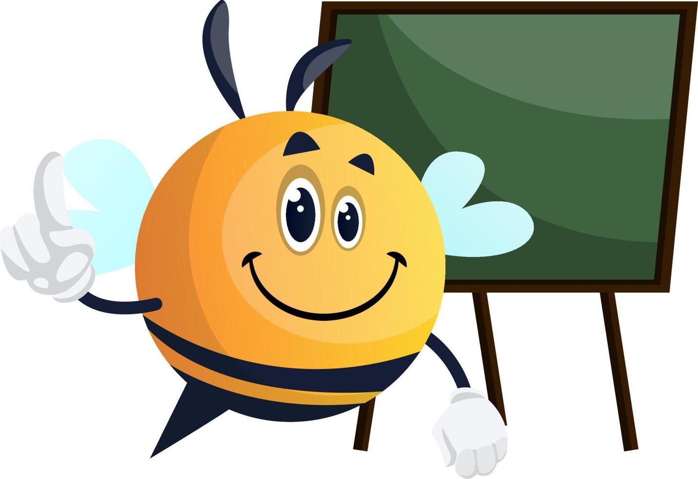 Bee as a teacher, illustration, vector on white background.
