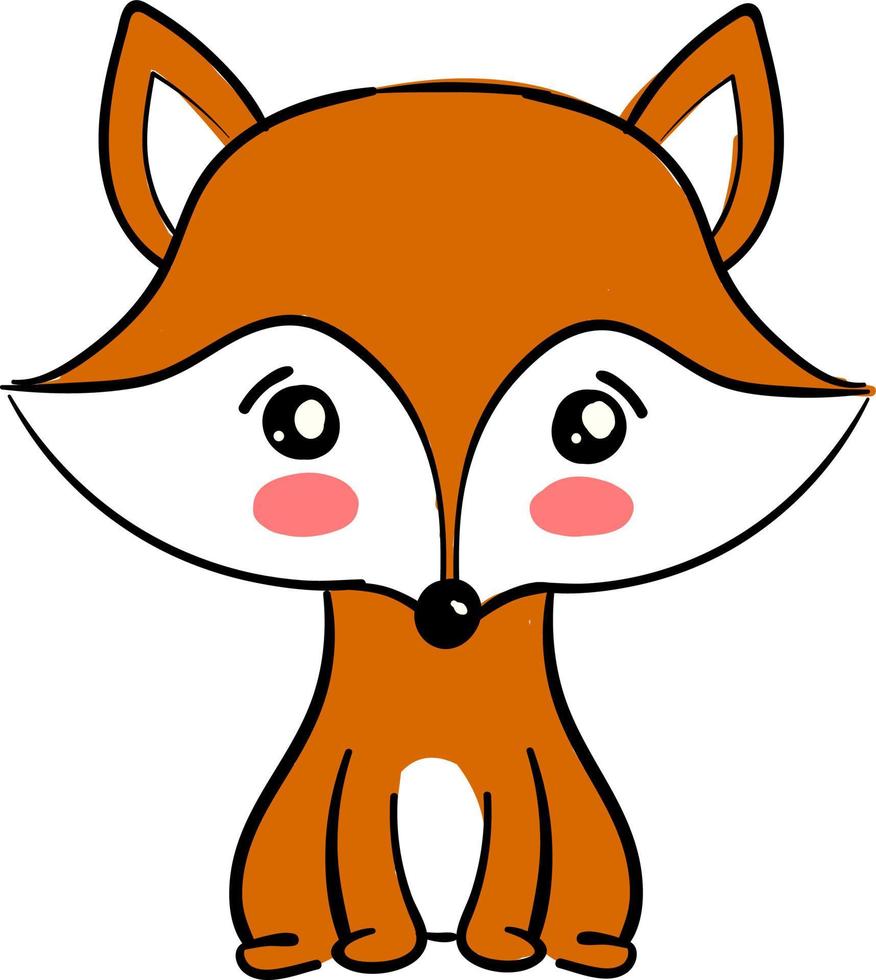 Cute fox, illustration, vector on white background.