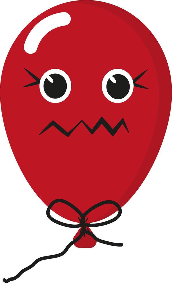 Annoyed red balloon, illustration, vector on a white background.
