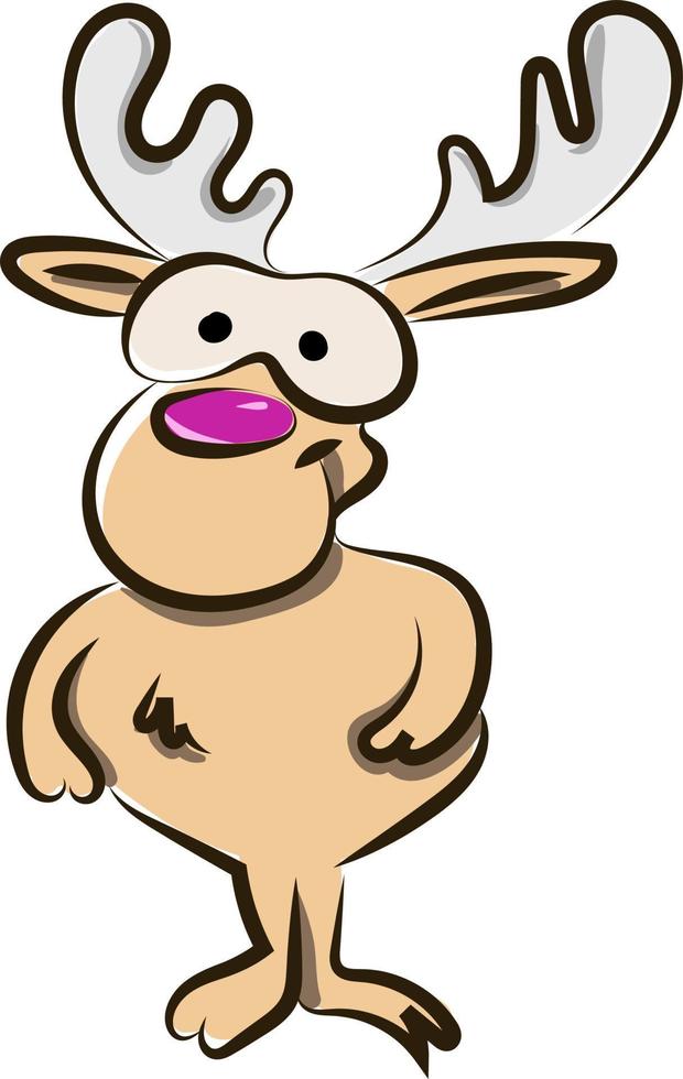 Deer with glasses, illustration, vector on white background.