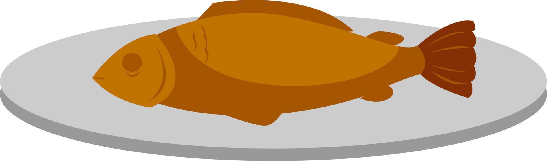 Fried fish, illustration, vector on white background.