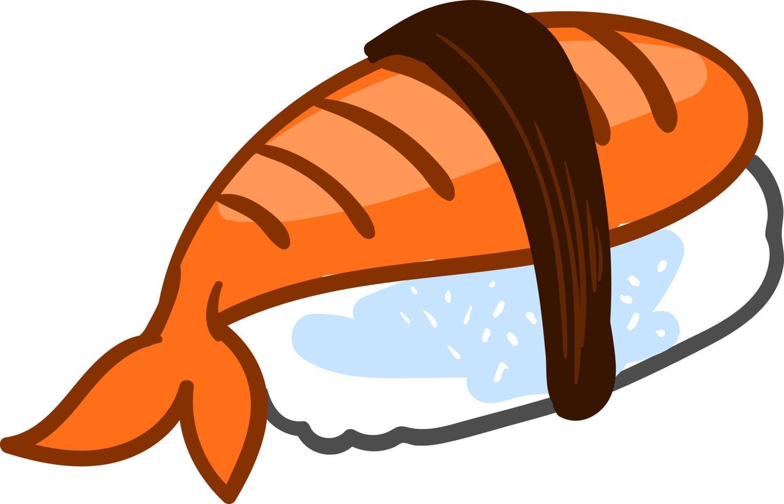 Sushi with fish, illustration, vector on white background