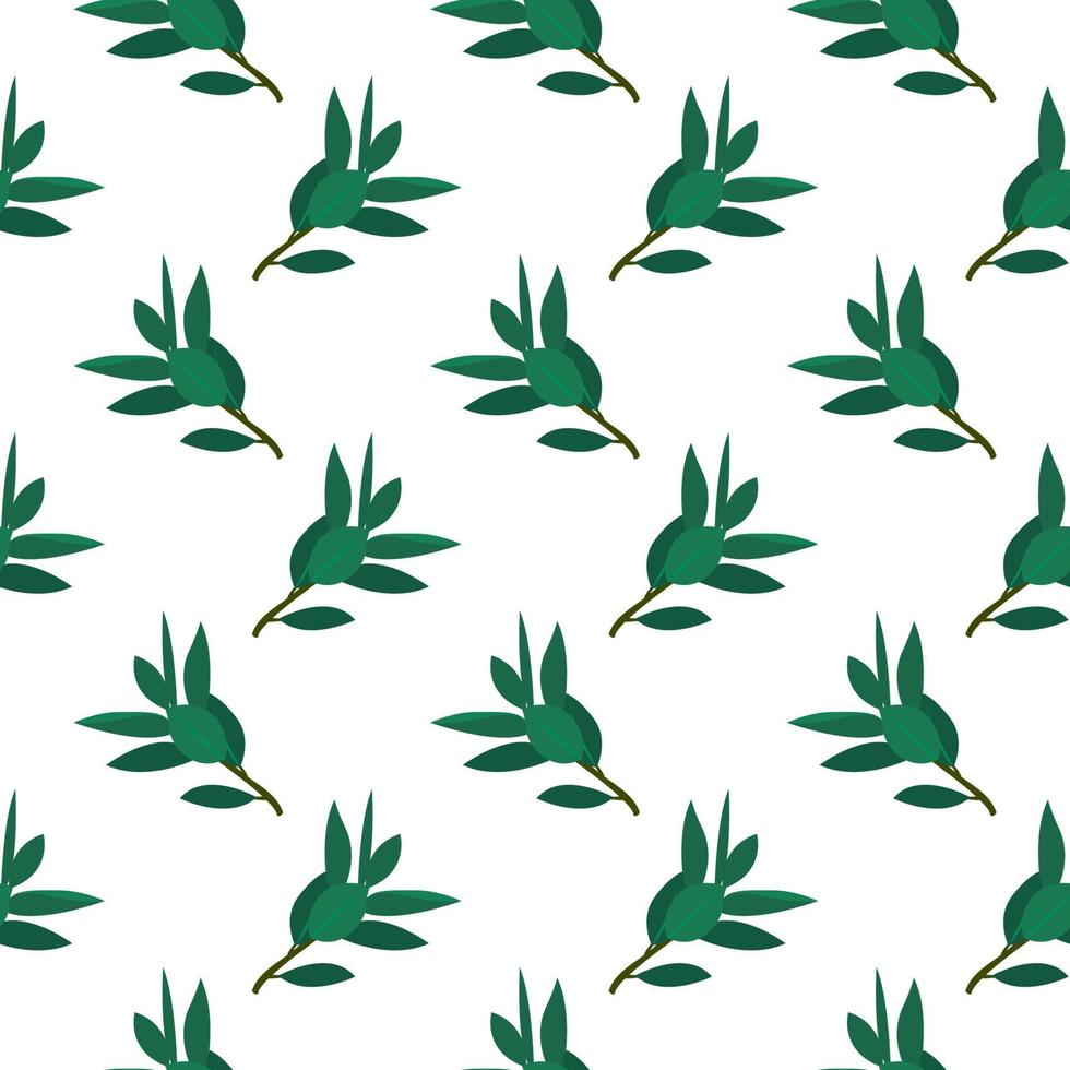 Green leaf ,seamless pattern on white background. vector