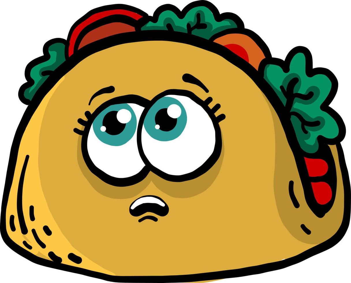 Surprised taco, illustration, vector on white background