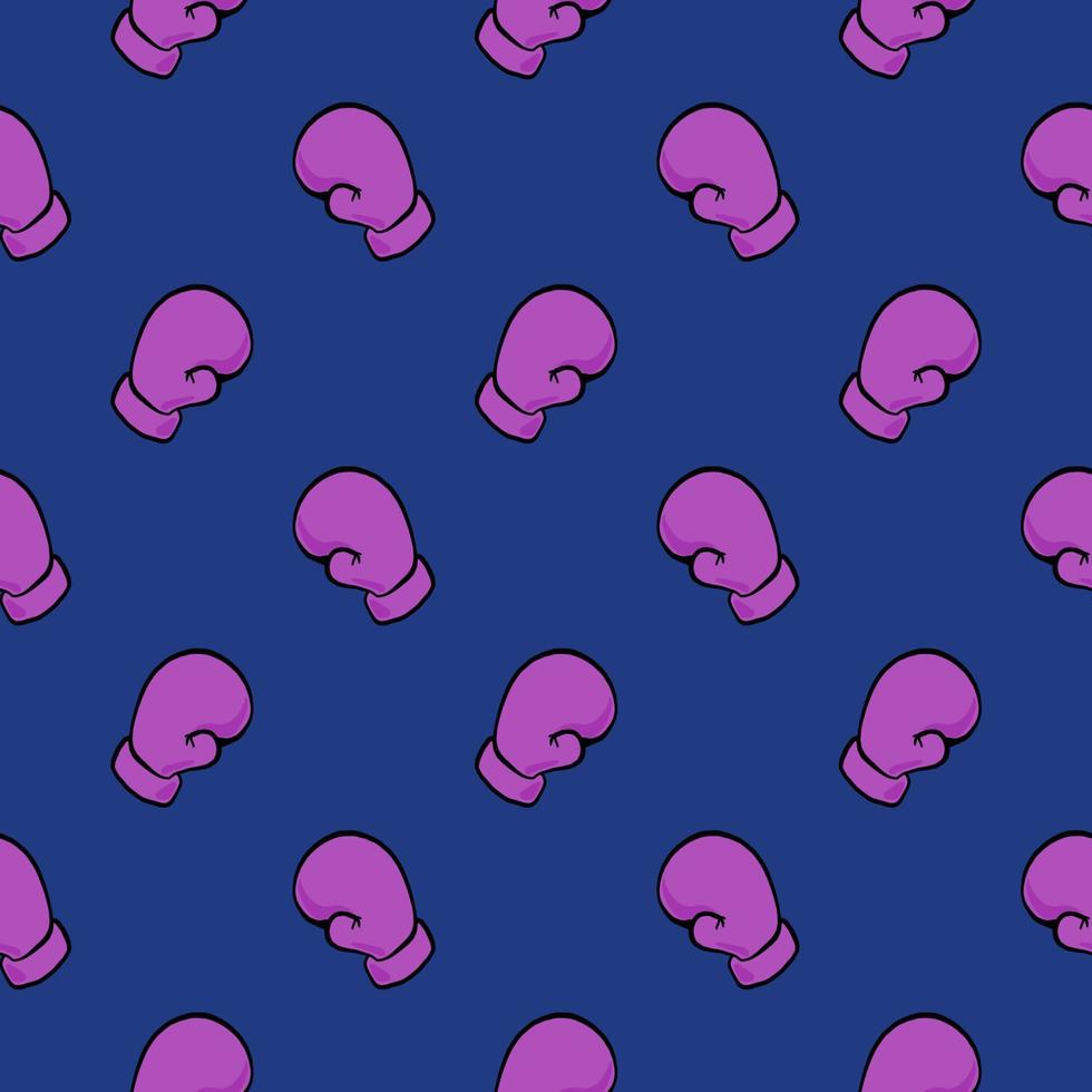 Pink box glove , seamless pattern on a dark blue background. vector