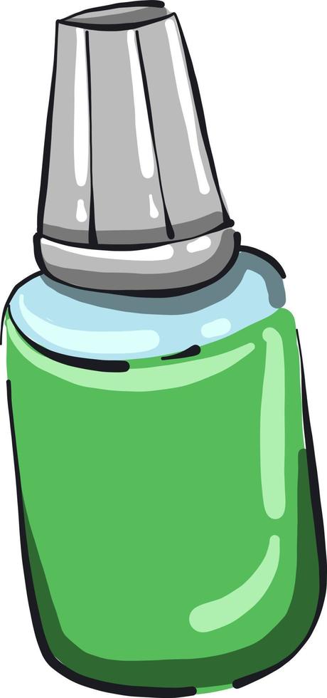 Green bottle, illustration, vector on white background.